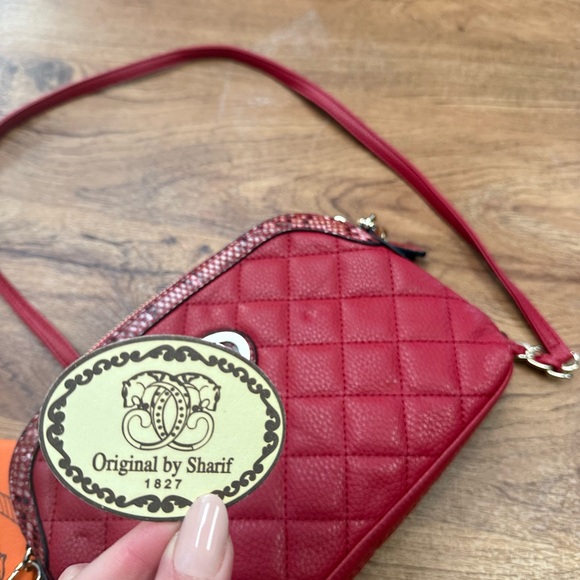 Vintage Sharif Red Quilted Crossbody Bag Chain Strap Leather Luxe Small Purse - Picture 4 of 10